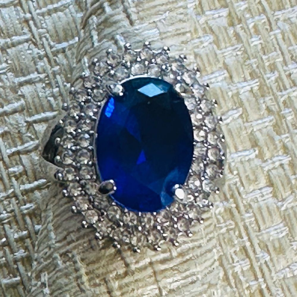 NEW⭐️⭐️⭐️⭐️⭐️HUGE BLUE Tanzanite RING DOUBLE ENCASED W CZ DIAMONDS BLING - Picture 7 of 7